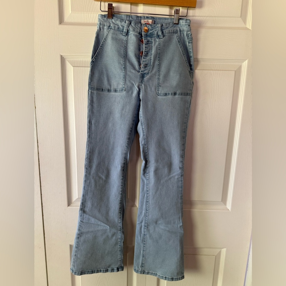 High-Rise Light Blue Flare Jeans for Women